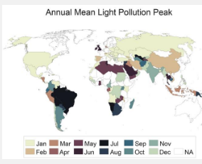 大型庆祝活动调节全球光污染模式 