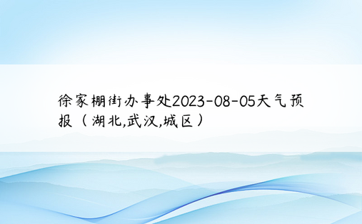 徐家棚街办事处2023-08-05天气预报（湖北,武汉,城区）